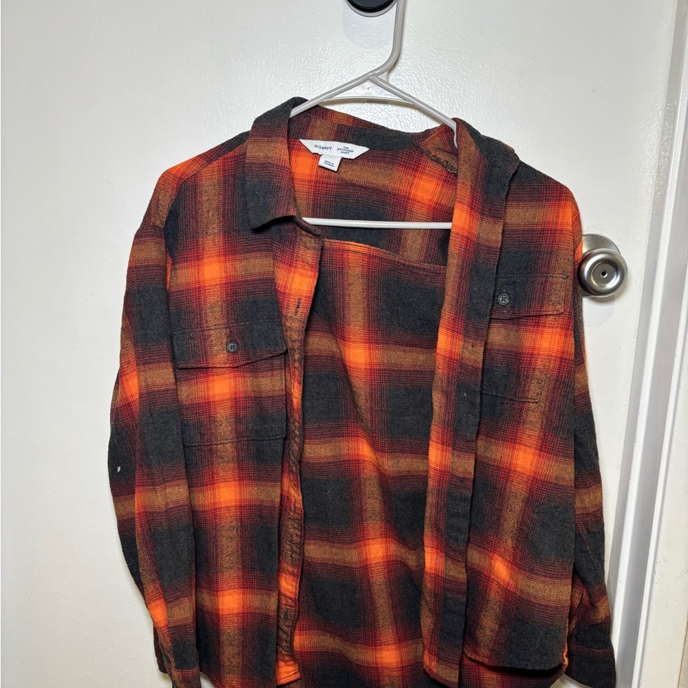 Plaid Flannel Jacket - Orange and Black